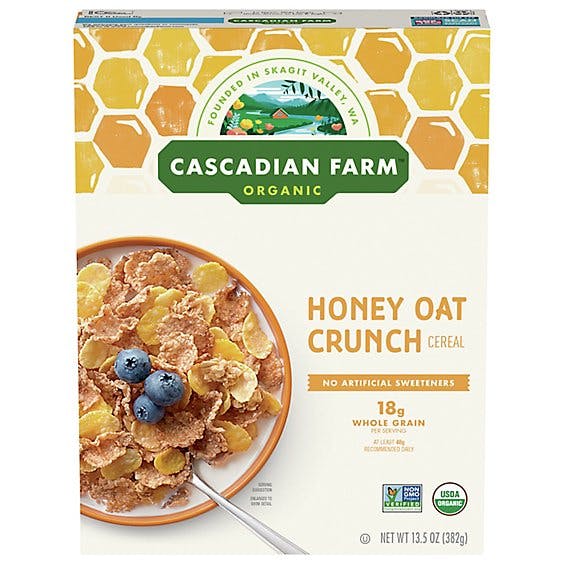 Is it Dairy Free? Cascadian Farm Organic Honey Oat Crunch Non Gmo Cereal