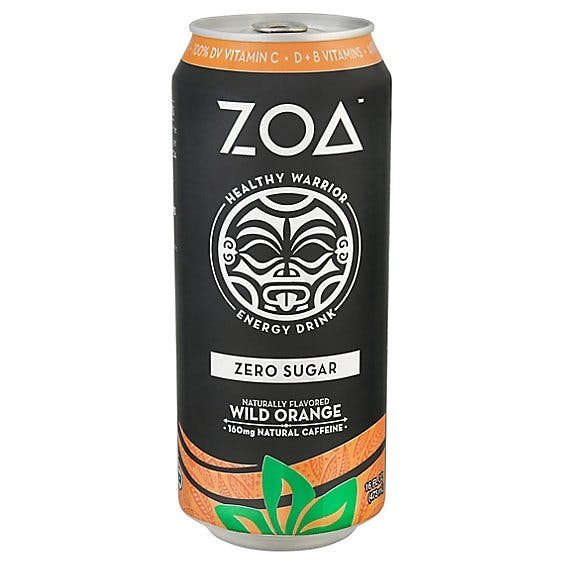 Is it Low FODMAP? Zoa Zero Sugar Wild Orange Healthy Warrior Energy Drink