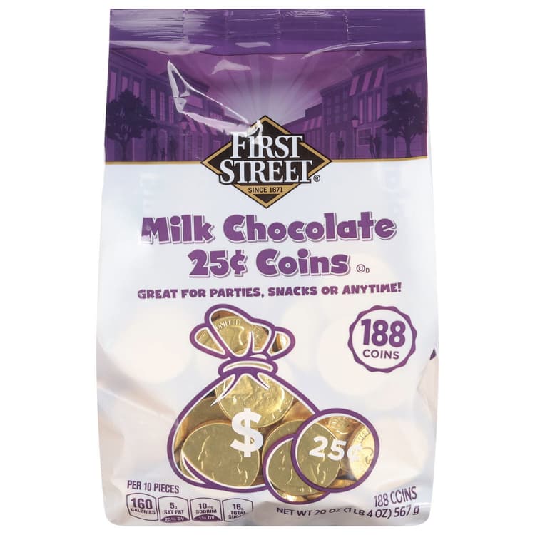 First Street, Milk Chocolate, 25 Cent Coins