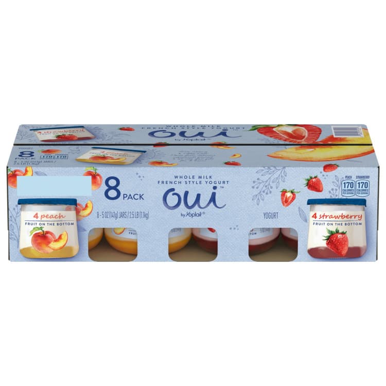 Oui Yogurt, French Style, Whole Milk, Strawberry, Peach