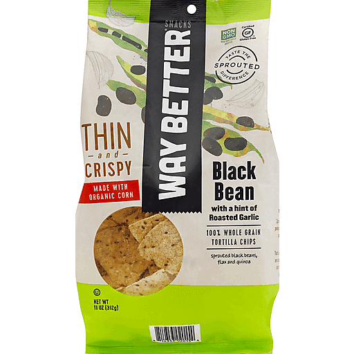 Way Better Tortilla Chips, 100% Whole Grain, Black Bean With A Hint Of Roasted Garlic