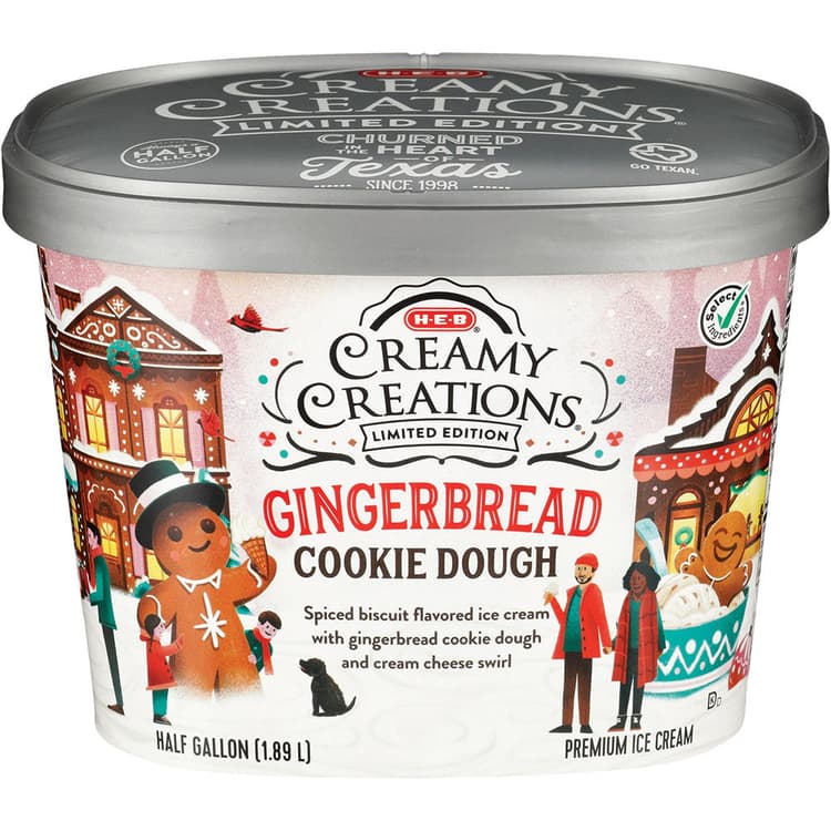 H-E-B Creamy Creations Gingerbread Cookie Dough Ice Cream