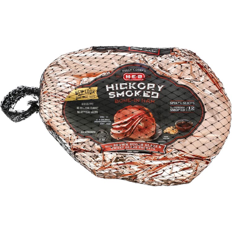 H-E-B Fully Cooked Hickory Smoked Bone-In Ham With Brown Sugar Glazed