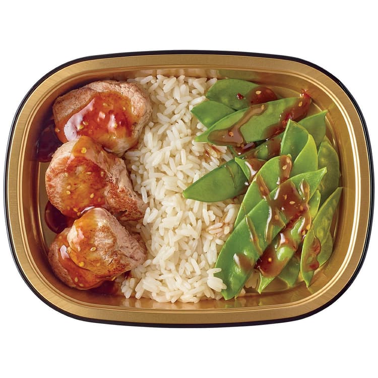 H-E-B Meal Simple Ginger Soy Glazed Pork Tenderloin With Rice & Snow Peas