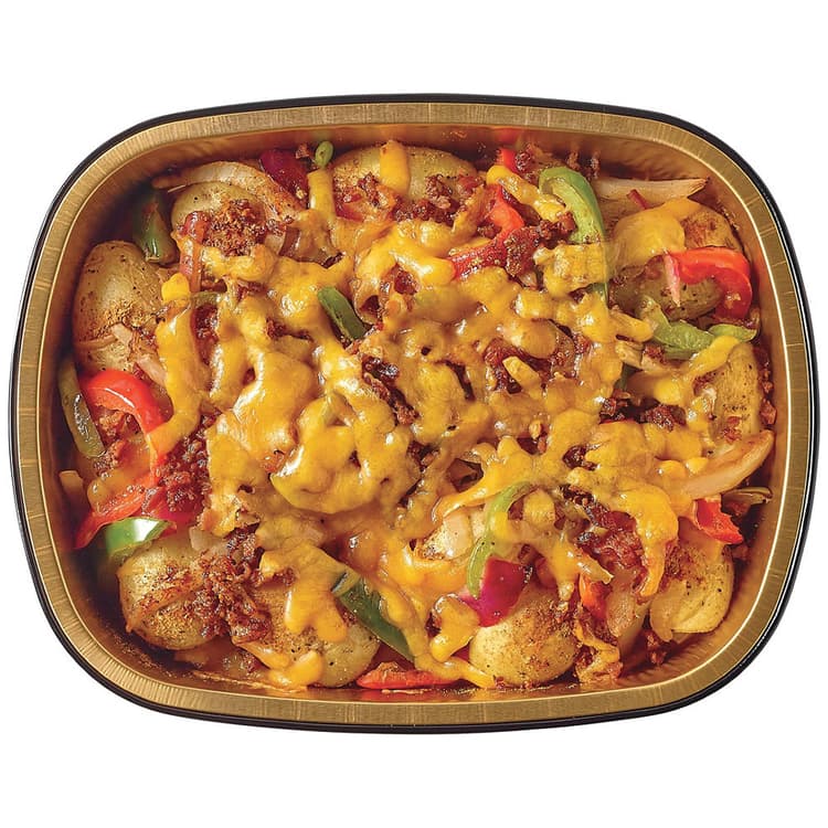 H-E-B Meal Simple Loaded Bbq Rubbed Potatoes With Uncured Bacon Cheddar Cheese, & Fajita Vegetables