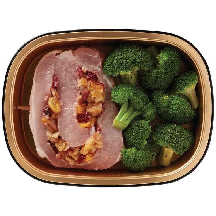 H-E-B Meal Simple Natural Pork Pinwheel With Apricot Cranberry Pecan Stuffing & Broccoli