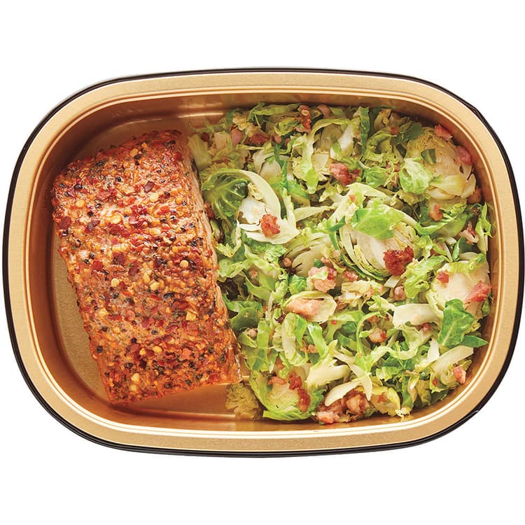 H-E-B Meal Simple Steakhouse Salmon With Uncured Bacon Shaved Brussels Sprouts
