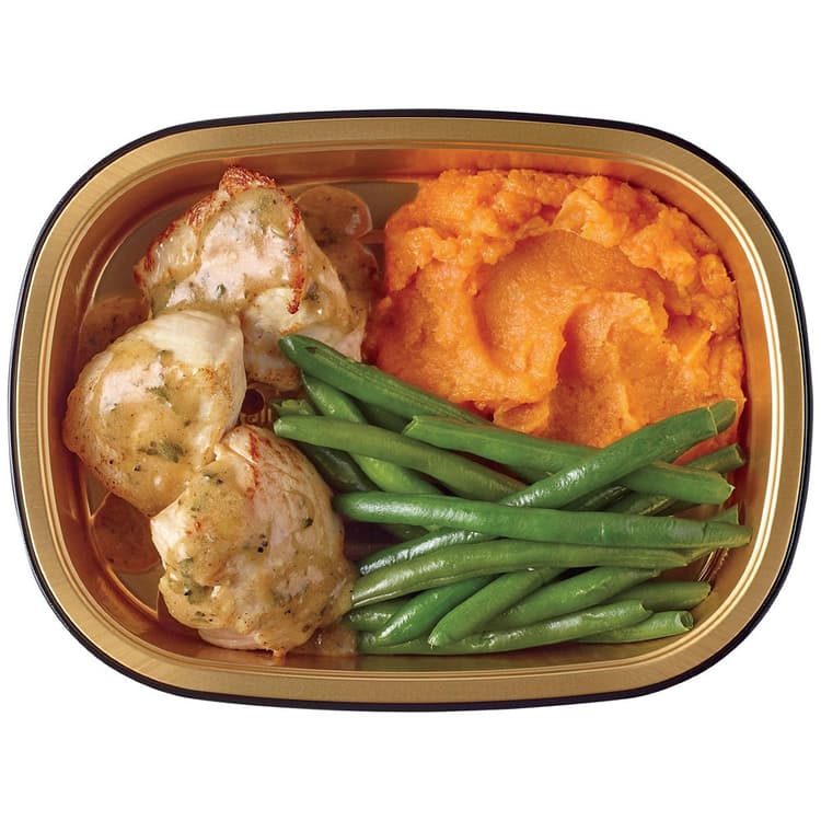 H-E-B Meal Simple Turkey Cutlet With Gravy Butter, Mashed Sweet Potatoes & Green Beans