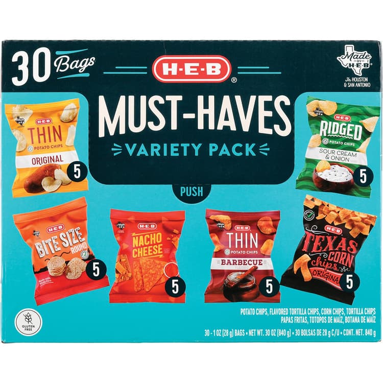 H-E-B Must Haves Chip & Popcorn Variety Pack Bag