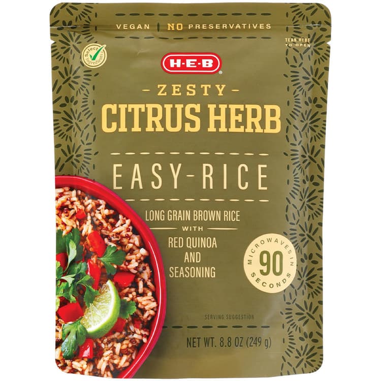 H-E-B Select Ingredients Zesty Citrus Herb Brown Rice With Red Quinoa Easy Rice