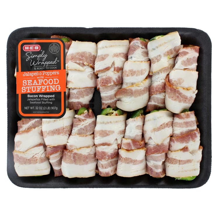 H-E-B Simply Wrapped Bacon Jalapeno With Seafood Stuffing Poppers