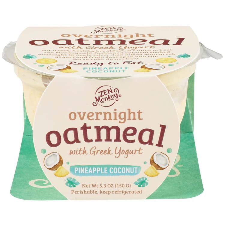 Zen Monkey Pineapple Coconut With Greek Yogurt Overnight Oatmeal