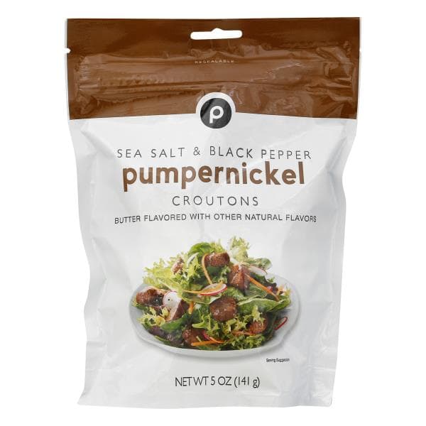 Publix Croutons, Sea Salt & Black Pepper, Pumpernickel