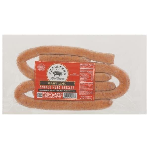 Registers Meat Company Pork Sausage, Smoked, Baby Link