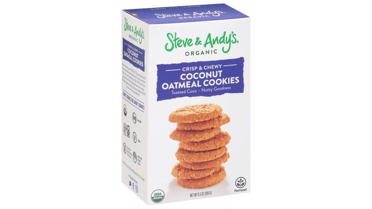 Steve & Andy'S Organic Crisp & Chewy Coconut Oatmeal Cookies