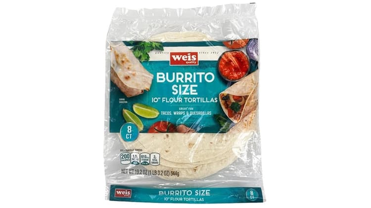 Weis Quality Burrito Size 10" Flour Tortillas