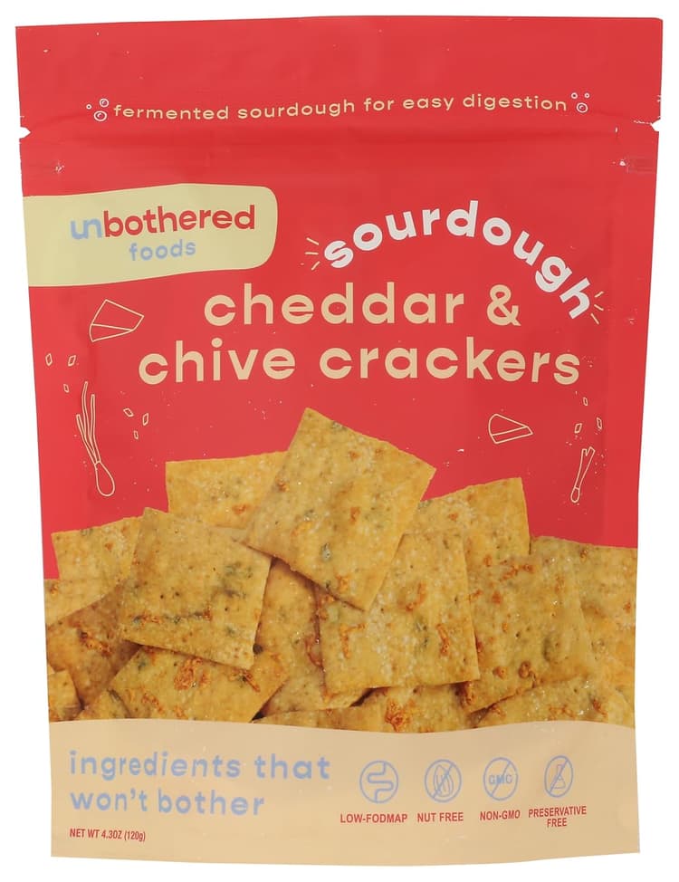 Unbothered Foods Sourdough Cheddar & Chive Crackers