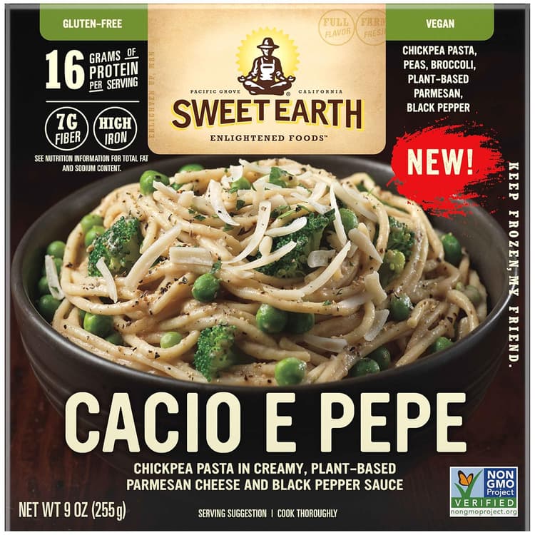 Sweet Earth Enlightened Food Cacio E Pepe Chickpea Pasta In Creamy, Plant-Based Parmesan Cheese And Black Pepper Sauce