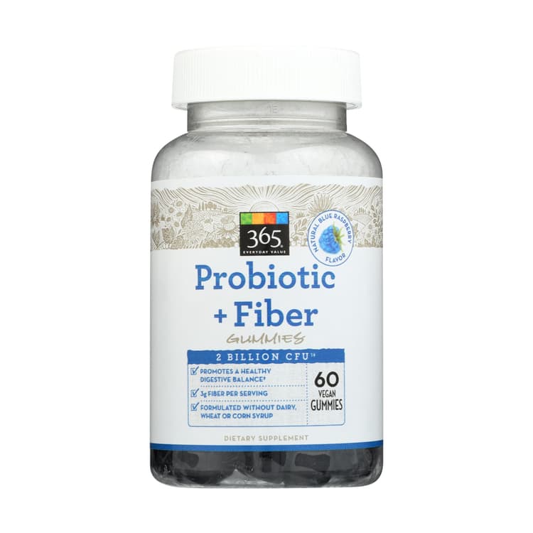 365 Everyday Value Blue Raspberry Probiotic Plus Fiber Gummies