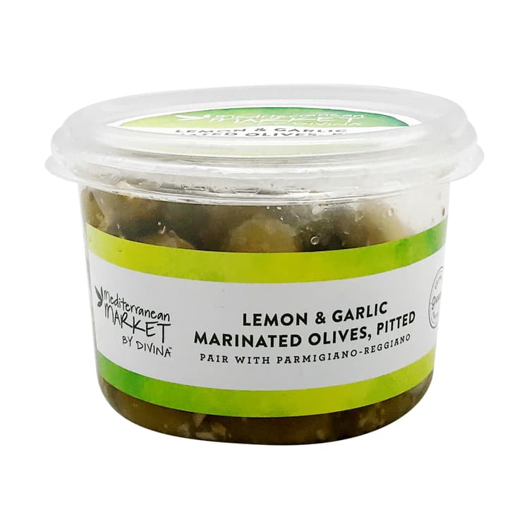 Divina Lemon & Garlic Marinated Pitted Olives