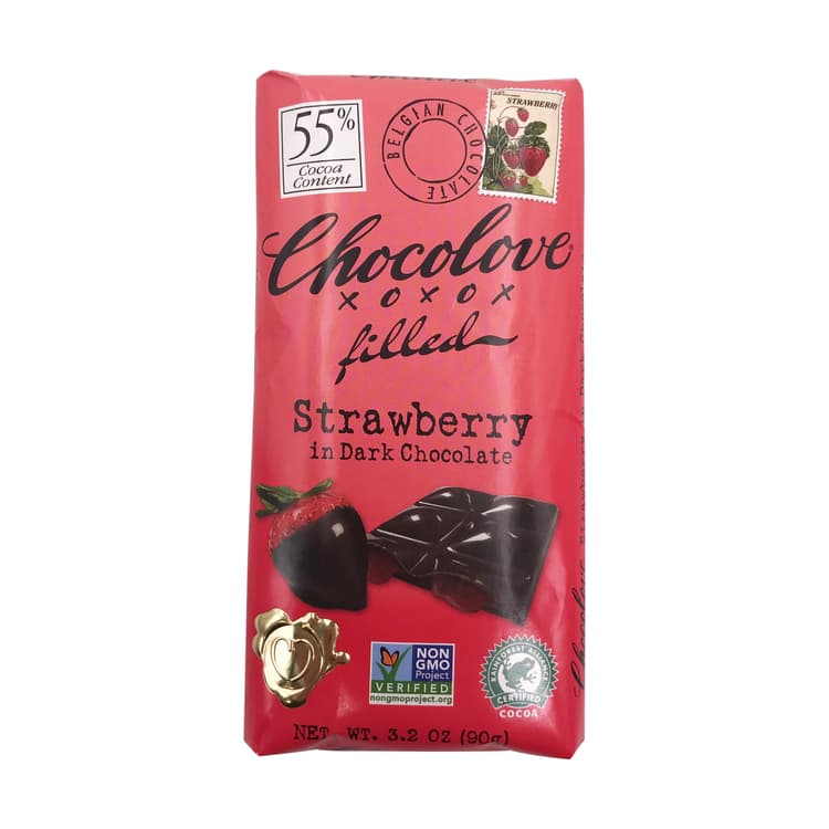 Strawberry Filled Dark Chocolate Bar