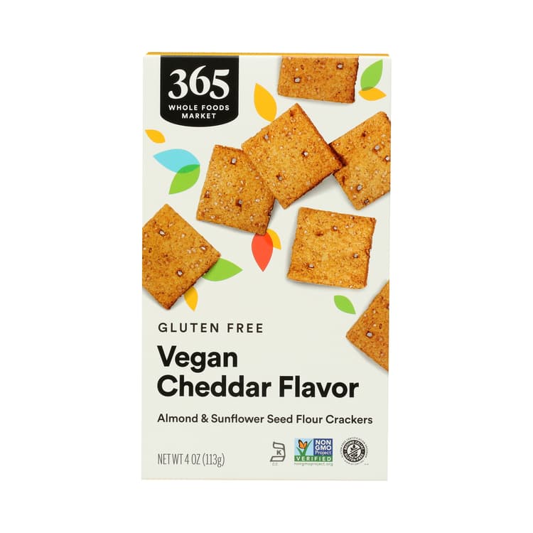 Gluten Free Vegan Cheddar Flavor Almond & Sunflower Seed Flour Crackers