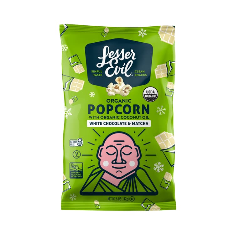 Lesserevil Organic White Chocolate & Matcha Popcorn