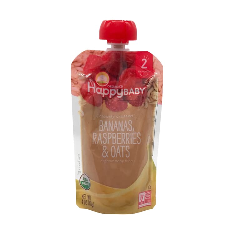 Happy Baby Stage 2: Clearly Crafted Bananas, Raspberries & Oats