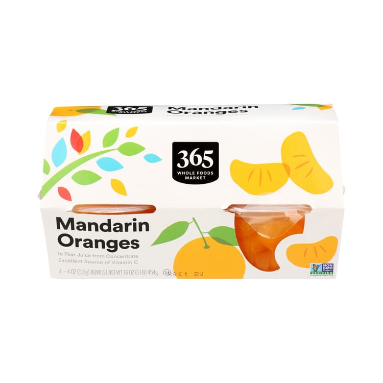 365 By Whole Foods Market Fruit Bowls, Mandarin Oranges In Pear Juice From Concentrate ( Bowls