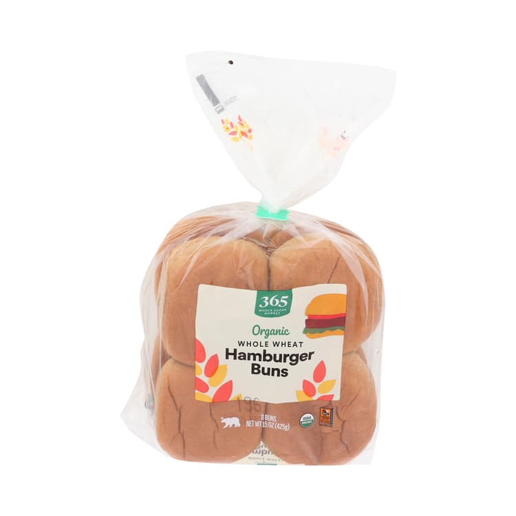 365 By Whole Foods Market Organic Hamburger Buns, Whole Wheat (8 Buns)