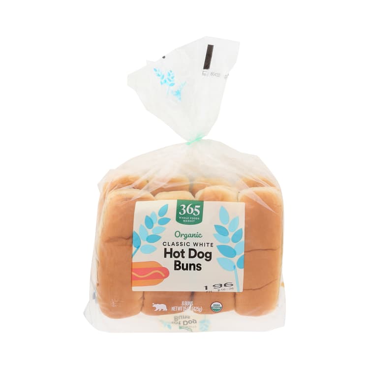 365 By Whole Foods Market Organic Hot Dog Buns, Classic White (8 Buns)