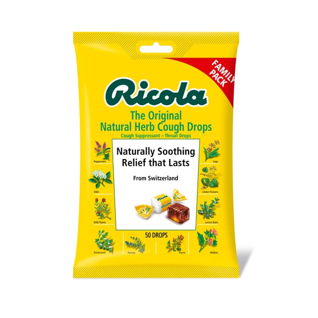 Is it High Fructose Corn Syrup Free? Ricola Cough Throat Drops Herbal Original Family Bag, 50 Drops