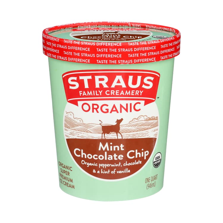 Straus Family Creamery Organic Mint Chocolate Chip Super Premium Ice Cream