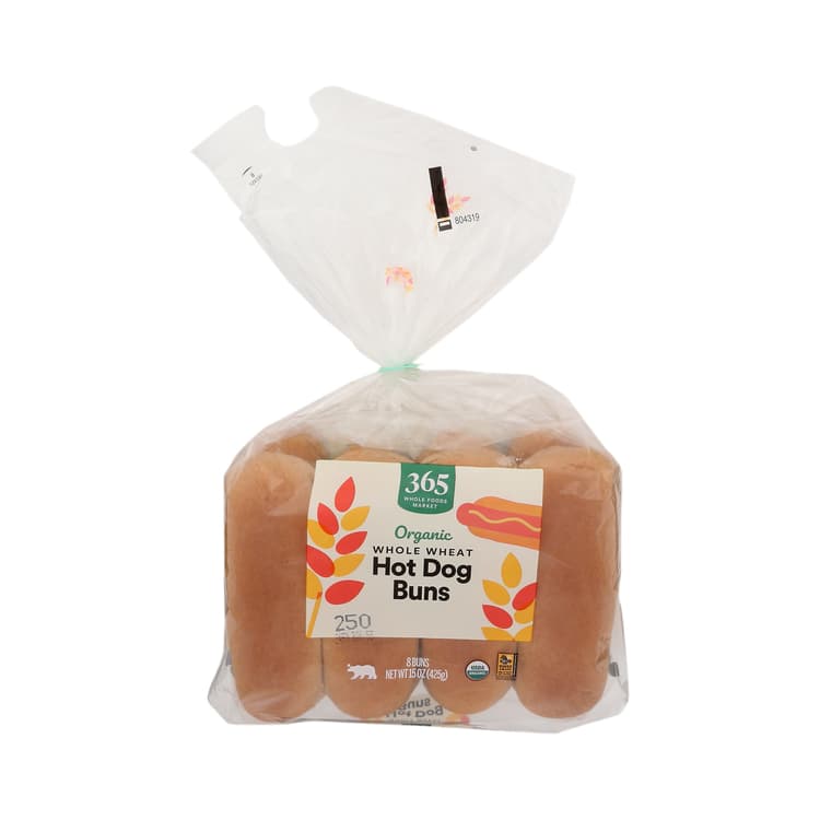 Organic Hot Dog Buns, Whole Wheat (8 Buns)