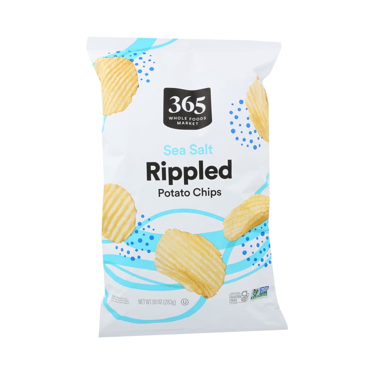 365 By Whole Foods Market Potato Chips, Sea Salt - Rippled