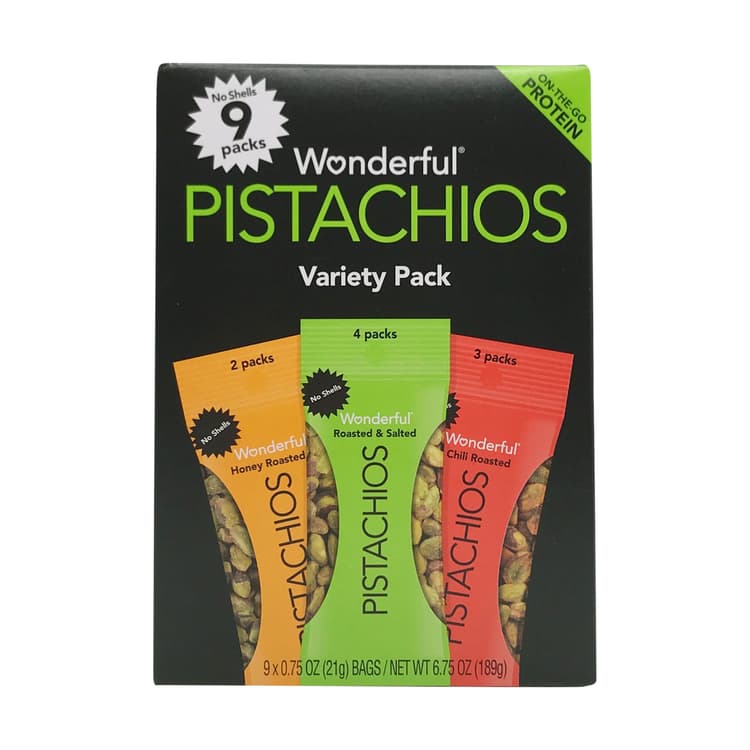 Wonderful Pistachios No Shells Variety Pack: Honey Roasted, Roasted & Salted, Chili Roasted