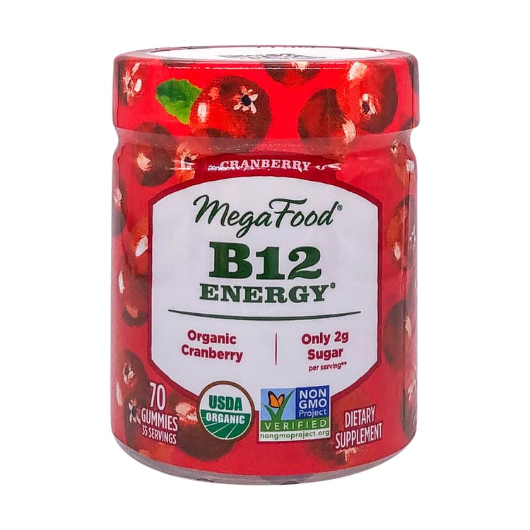 Megafood B12 Energy Dietary Supplement Cranberry Vegan Gummies Organic