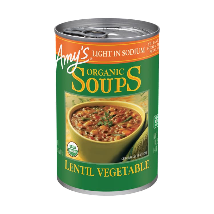 Organic Lentil Vegetable Soup, Light In Sodium