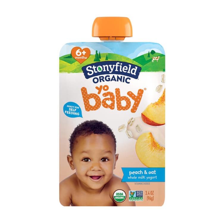Yobaby Whole Milk Baby Yogurt Pouches, Peach & Oat