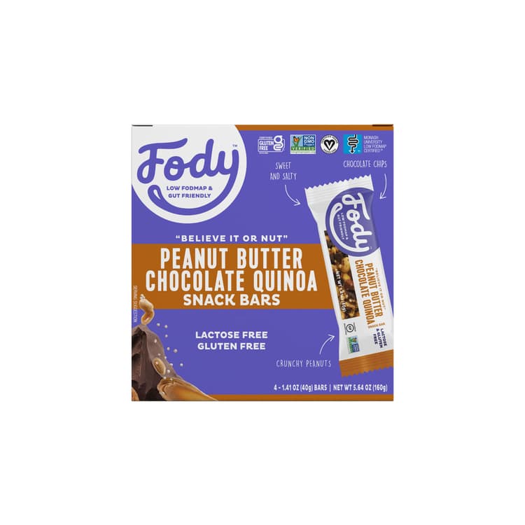 Fody Low Fodmap Peanut Butter Chocolate Quinoa Snack Bars
