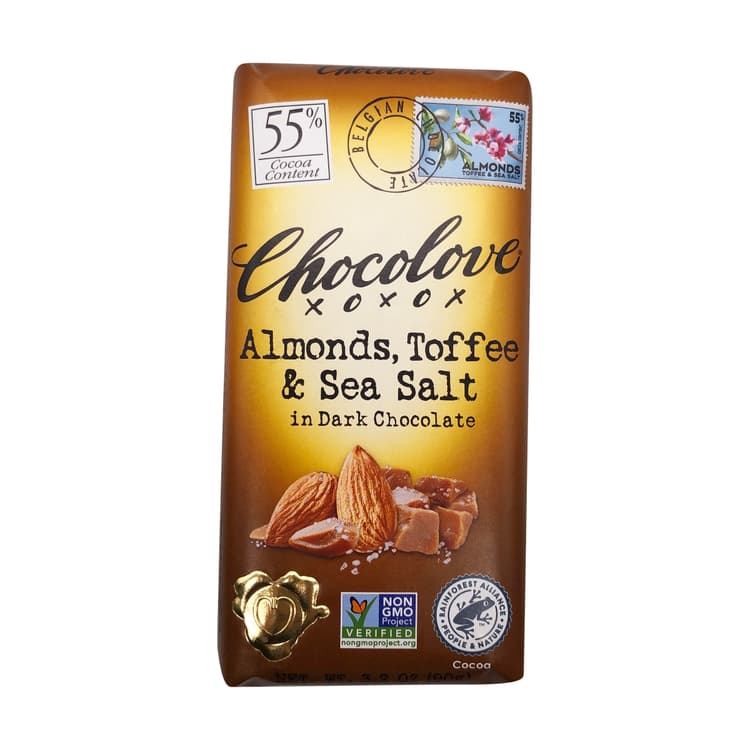 Almonds, Toffee & Sea Salt Dark Chocolate Bar
