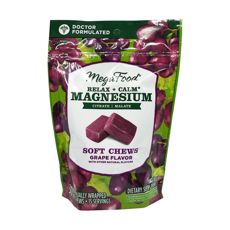 Megafood Relax + Calm Magnesium Soft Chews Grape Flavor