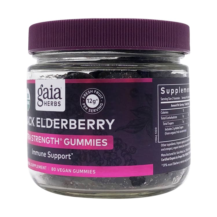 Gaia Herbs Black Elderberry Extra Strength Gummies Immune Support