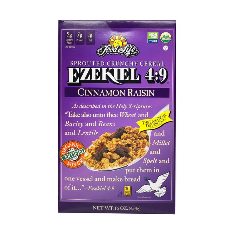 Food For Life Ezekiel 4:9 Cereal Sprouted Grain Crunchy Cinnamon Raisin