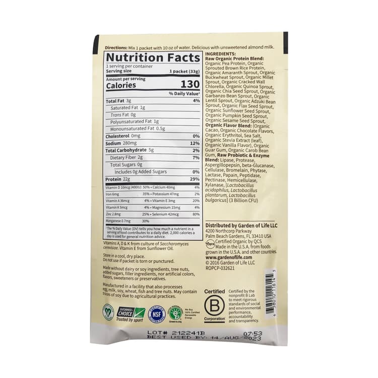 Garden Of Life Chocolate Raw Protein