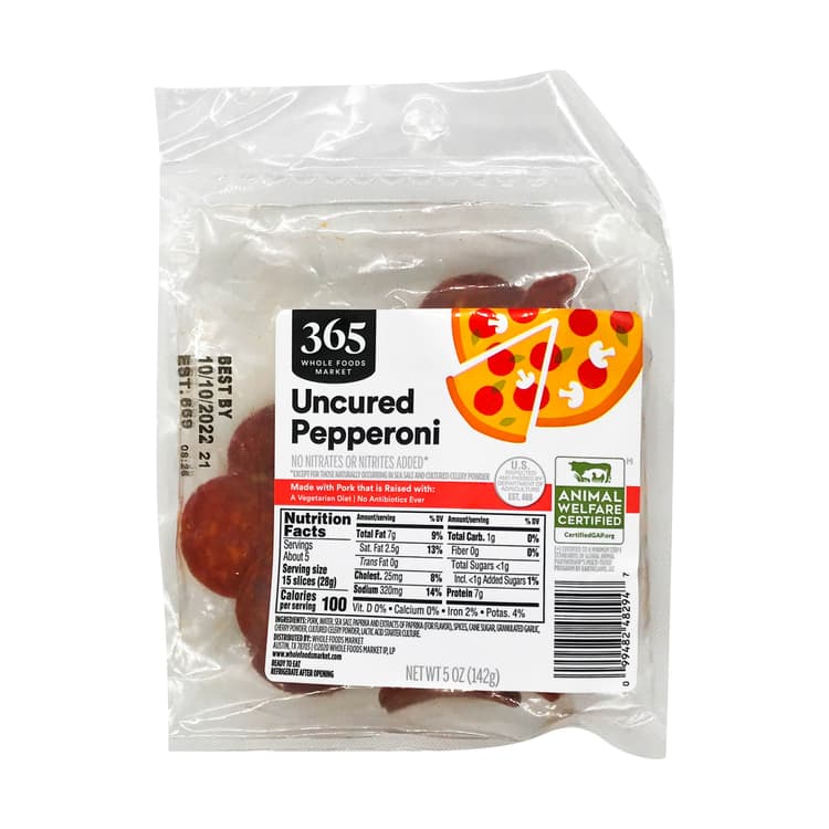 365 By Whole Foods Market Packaged Sliced Lunchmeat Uncured Pepperoni