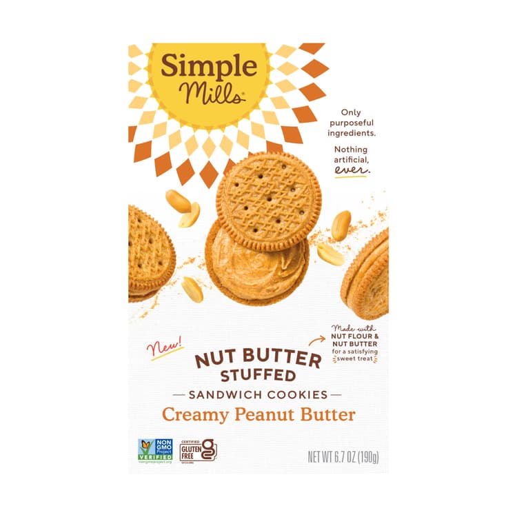 Simple Mills Creamy Peanut Butter Nut Butter Stuffed Sandwich Cookies