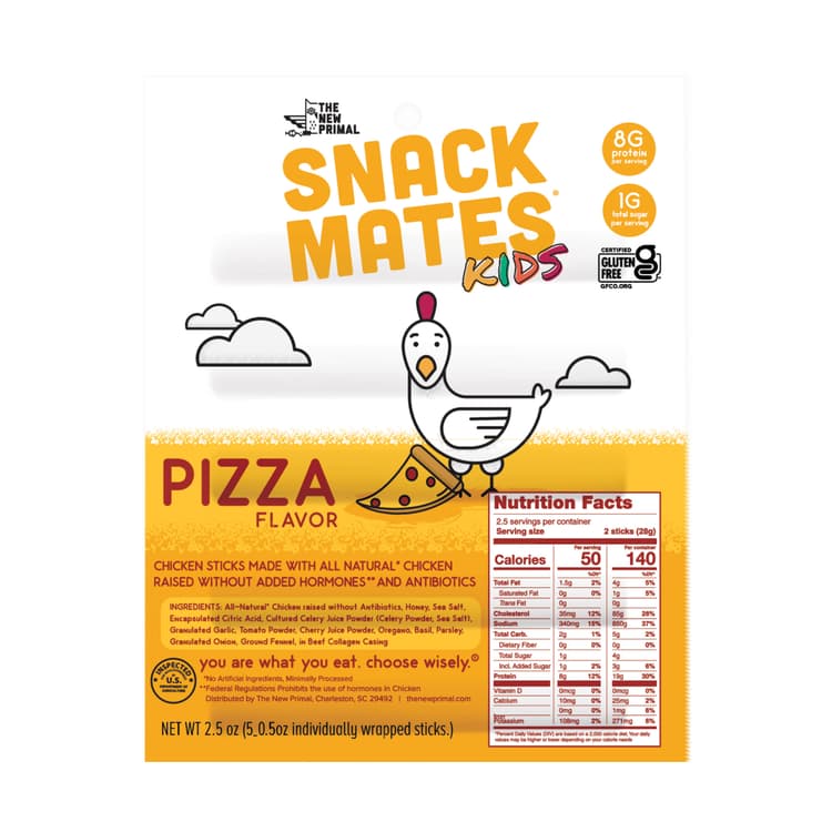 Snack Mates By The New Primal Snack Mates All-Natural Chicken Pizza Mini Meat Sticks (5 Mini-Sticks)