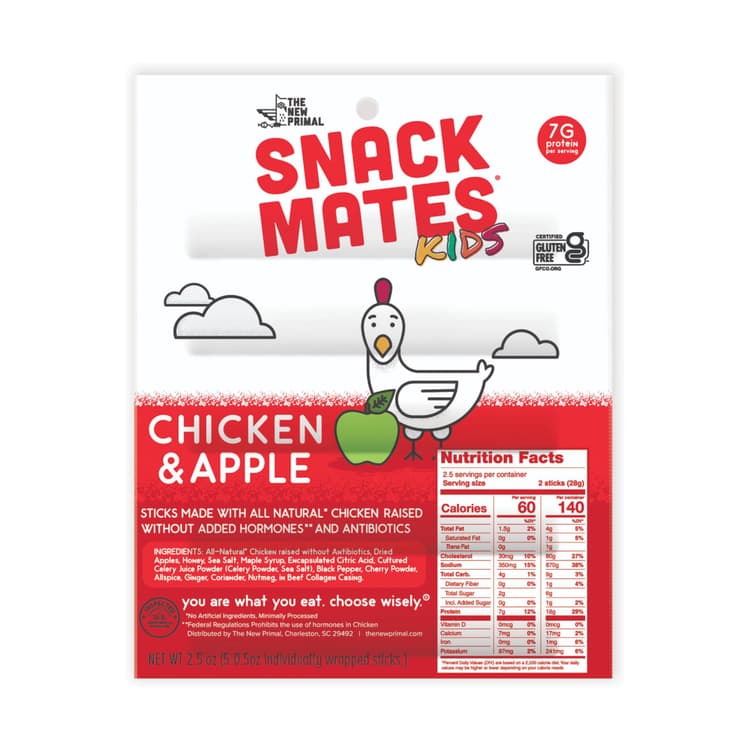 Snack Mates By The New Primal Snack Mates All-Natural Chicken And Apple Mini Meat Sticks (5 Mini-Sticks)