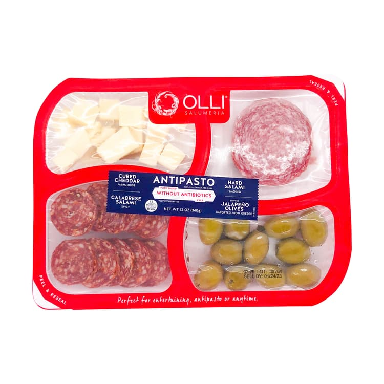 Olli Salumeria Antipasto, Cubed Cheddar, Hard Salami, Calabrese Salami, Jalapeno Olives